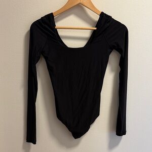 aerie Black Long-Sleeve Scoop Neck Bodysuit